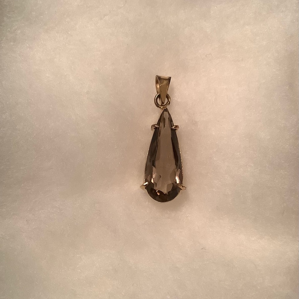 NEW Vintage Semi-precious smoky topaz pendant (gold)